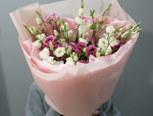 Bouquet of White and Pink Eustomas photo